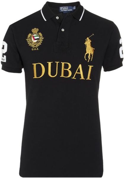 Polo Ralph Lauren Dubai Custom Fit Polo Shirt in Black for Men | Lyst