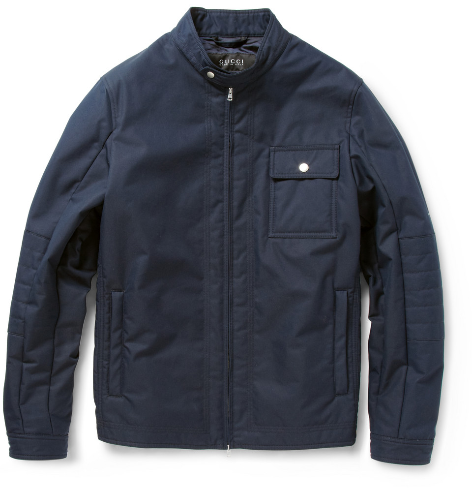 Gucci Lightweight Cotton-blend Biker Jacket in Blue for Men | Lyst