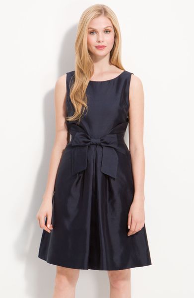 Kate Spade Jillian Silk & Cotton Bow Dress in Blue (midnight) | Lyst