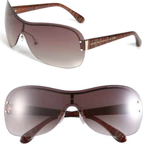 Marc By Marc Jacobs Rimless Shield Sunglasses in Gold (gold brown) | Lyst