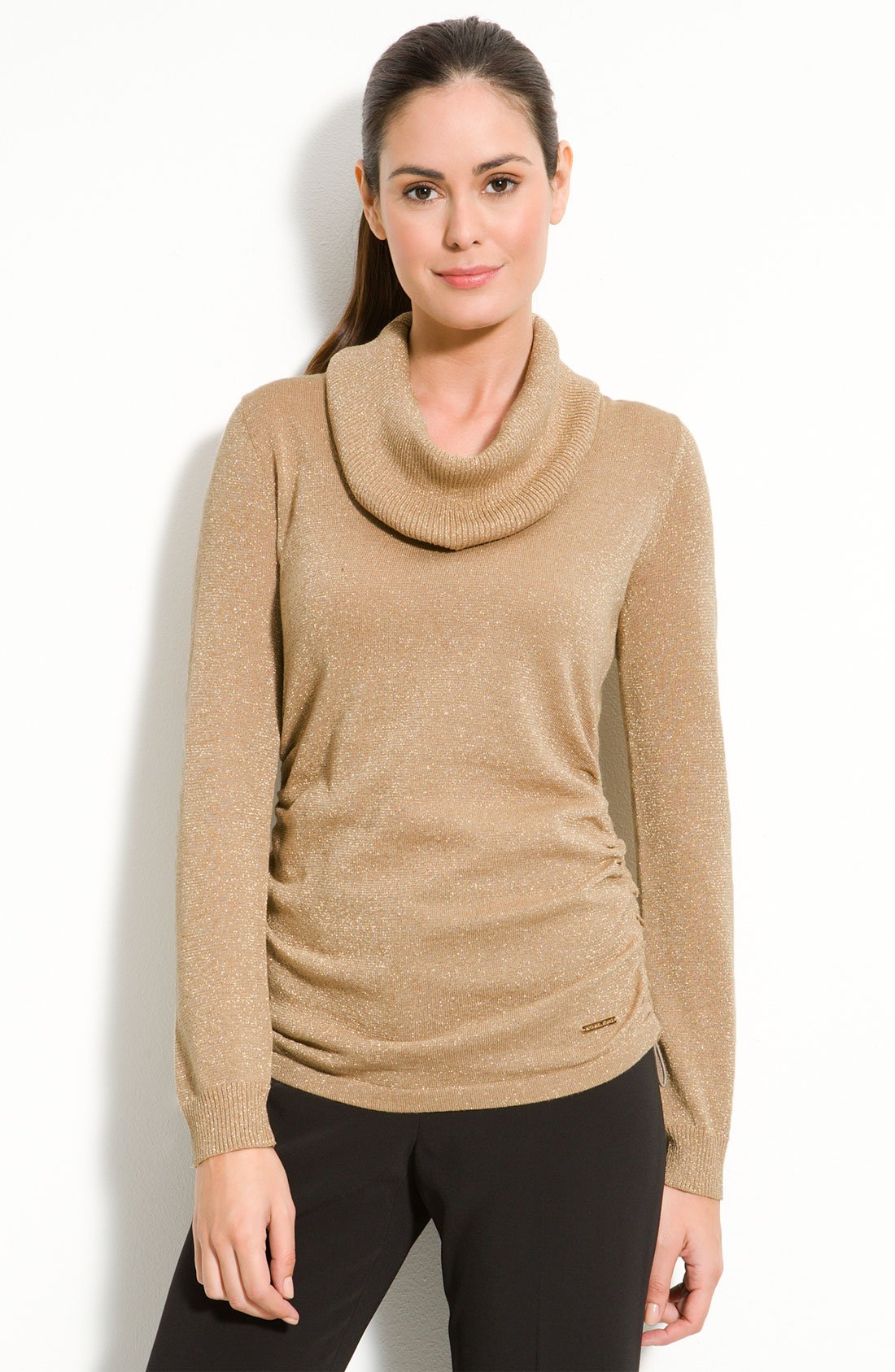 Michael michael kors Cowl Neck Sweater in Natural | Lyst