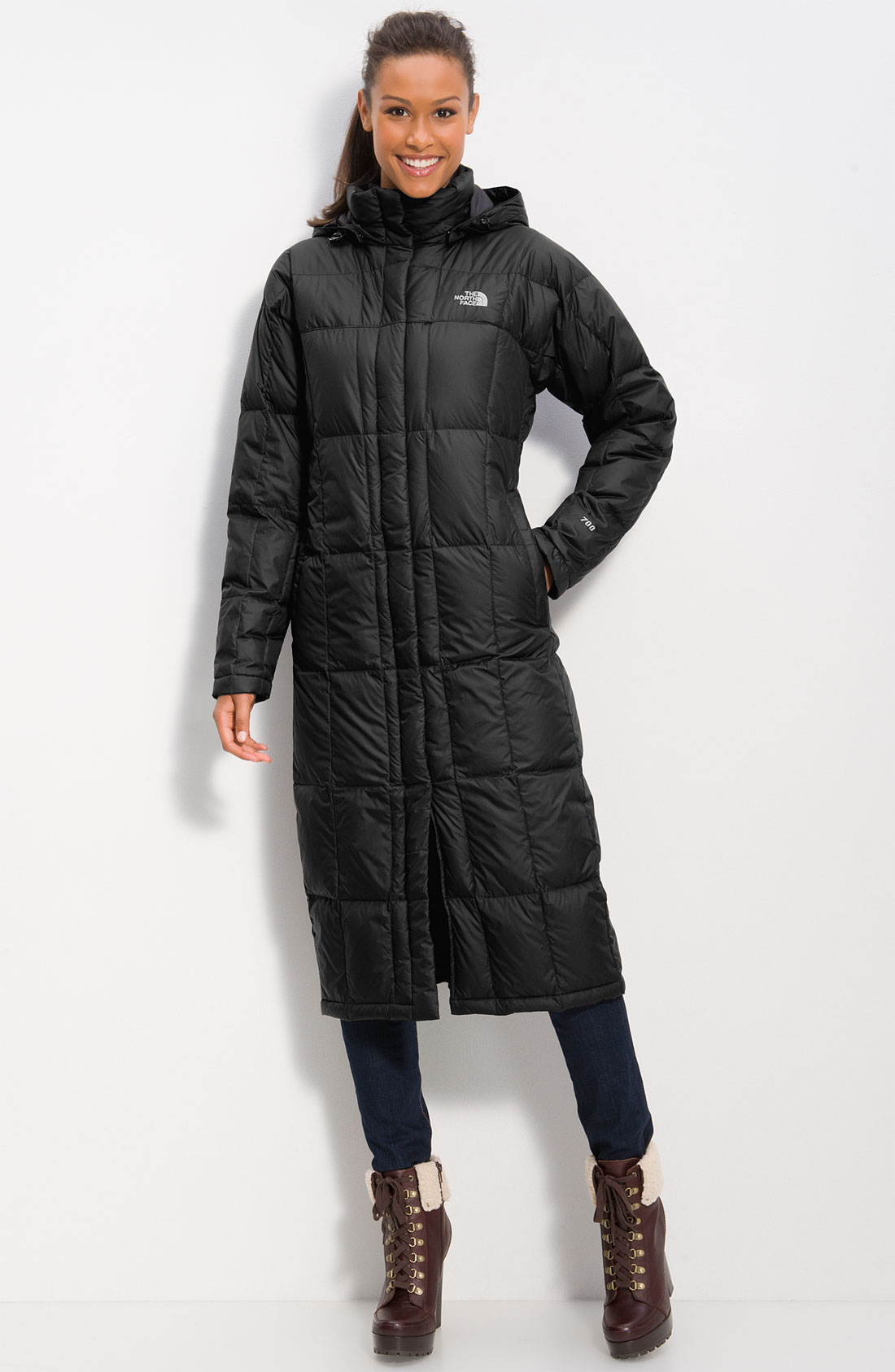 northface long black coat