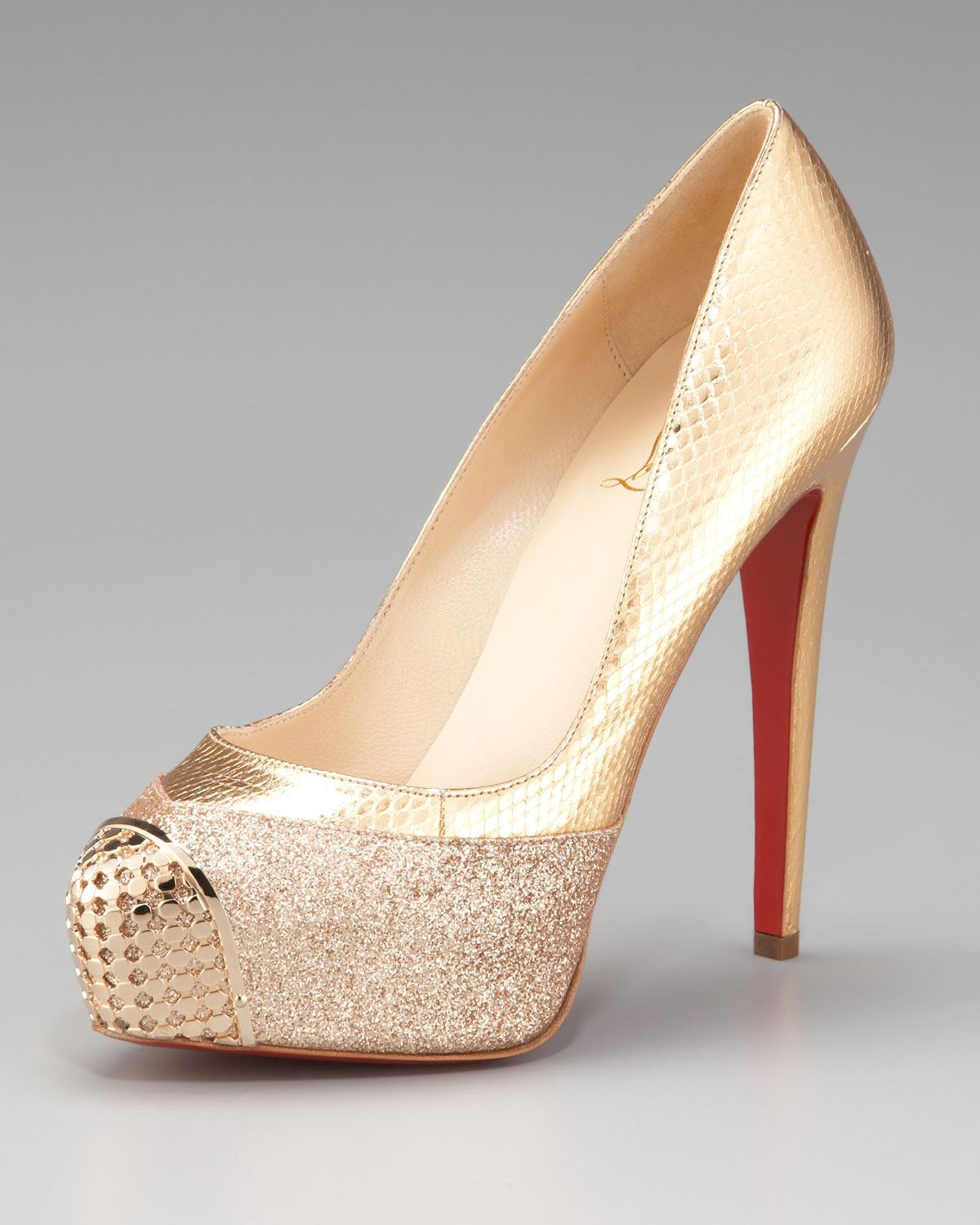 louis vuitton red bottom shoes for men - Christian louboutin Maggie Glitter \u0026amp; Snake Platform Pump in Gold ...