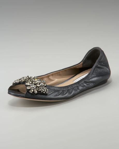 Vera Wang Lavender Luna Jeweled Ballerina Flat in Black | Lyst