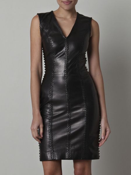 Alexander Mcqueen Leather Dress in Black | Lyst