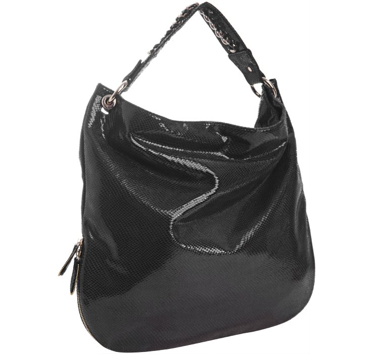 Deux Lux Black Snake Embossed Faux Leather Hudson Hobo in Black | Lyst