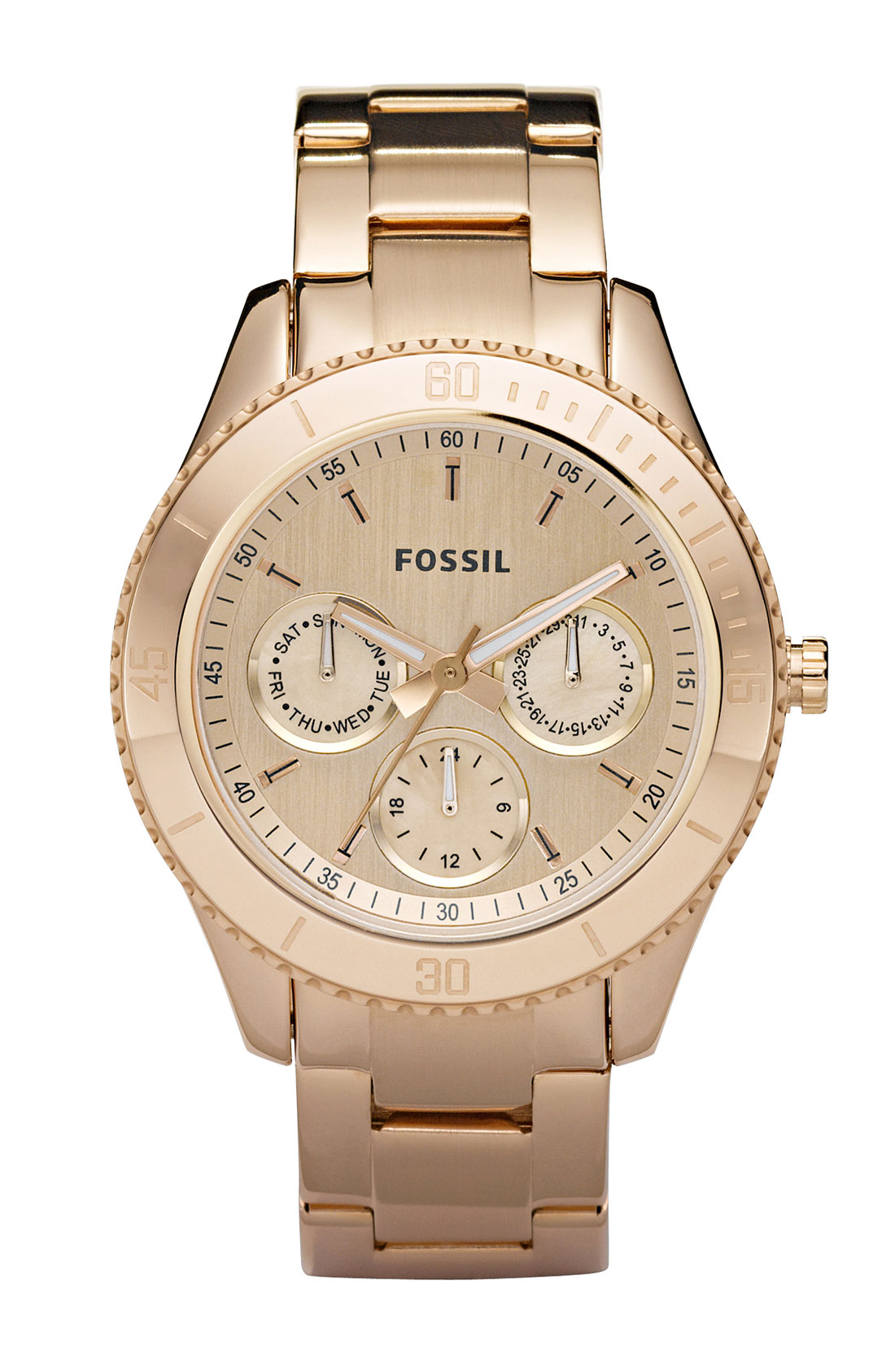 Fossil Women'S Stella Rose Gold-Tone Stainless Steel Bracelet Watch ...