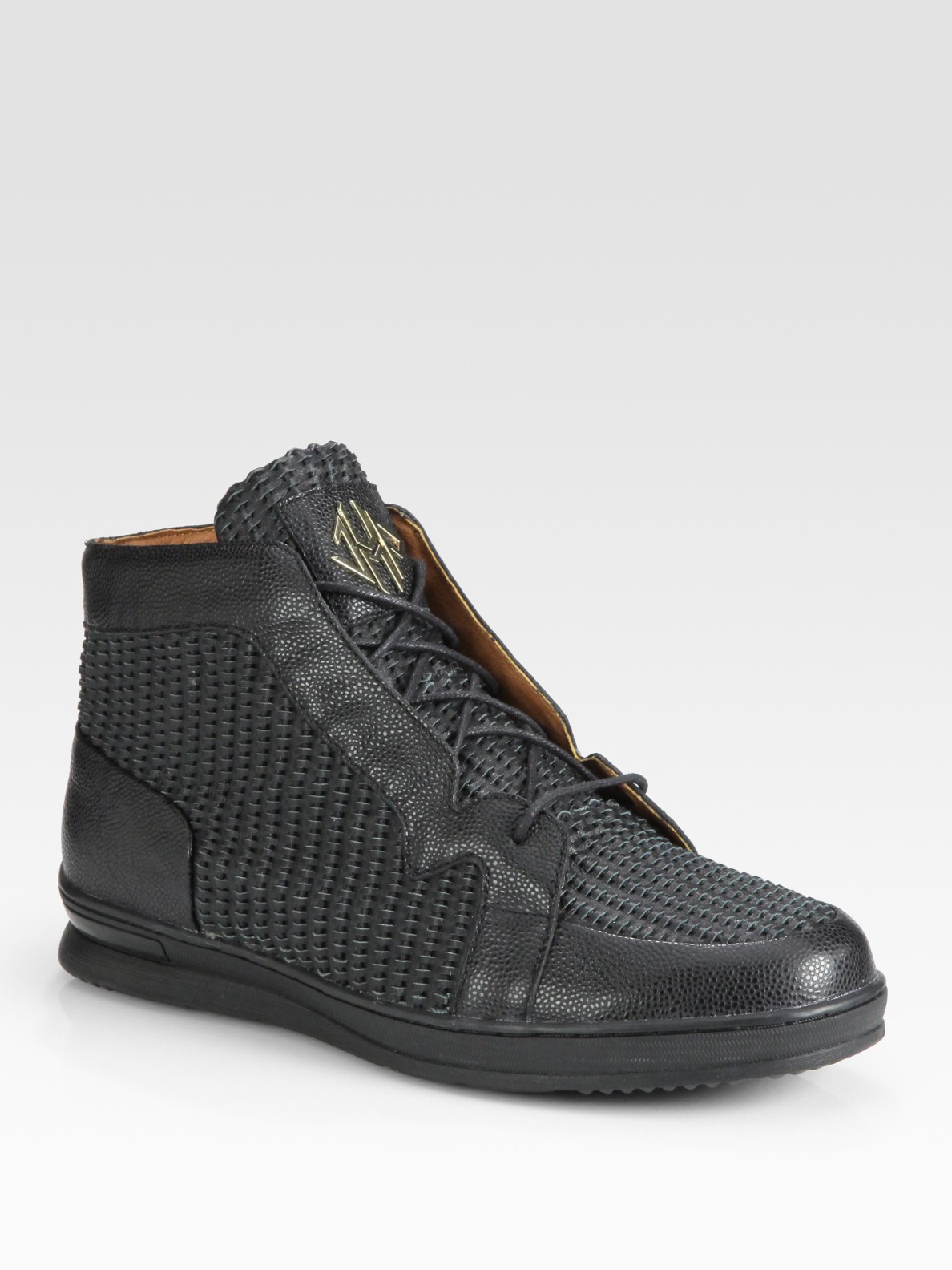 Jump Leather Mid-Top Sneakers in Black for Men | Lyst