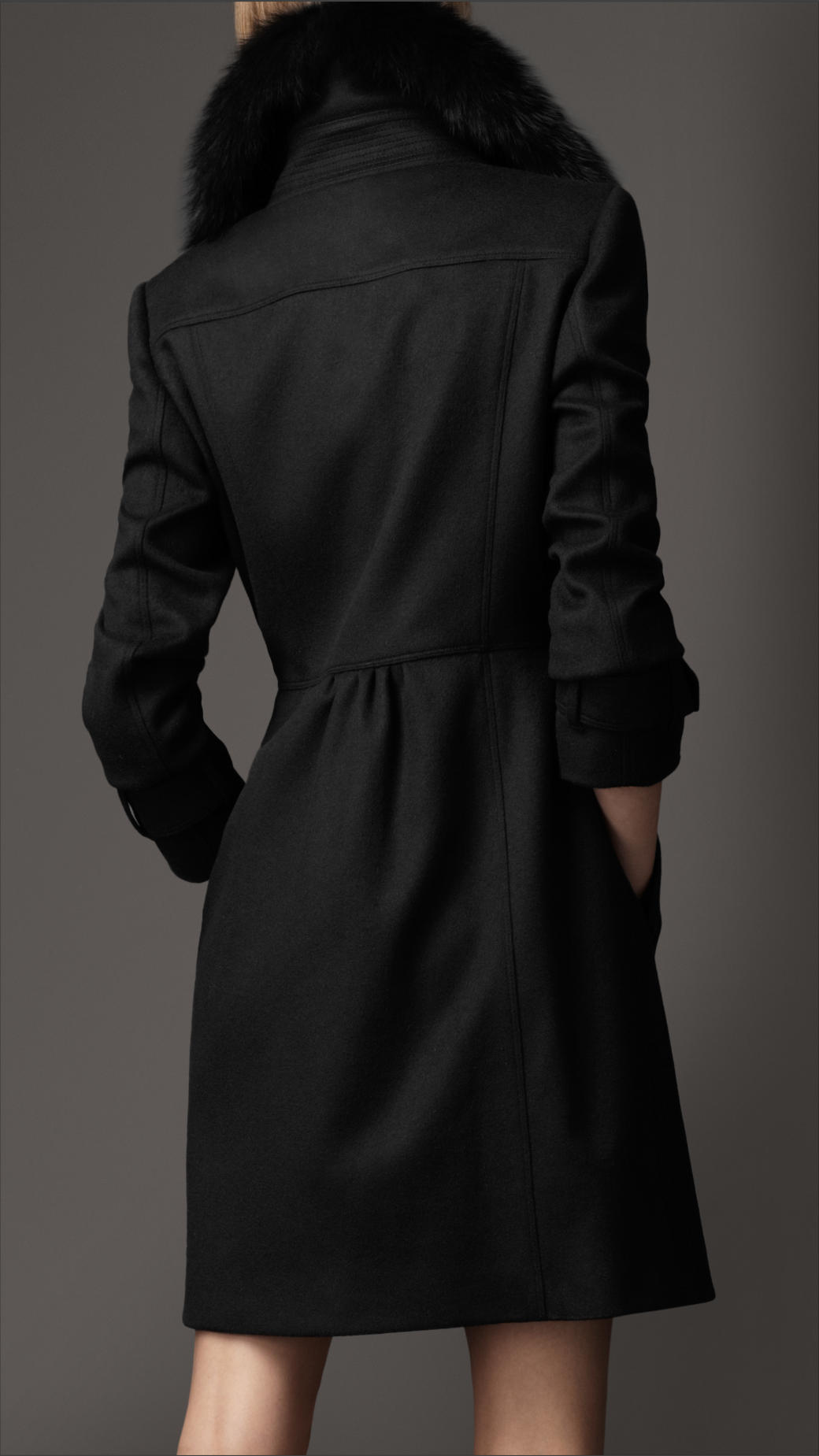 Lyst - Burberry Fur Collar Trench Coat in Black