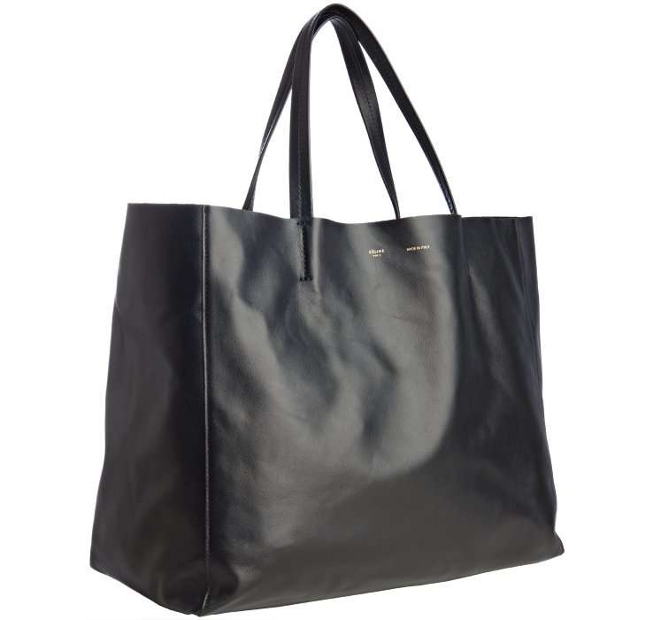 celine black leather tote