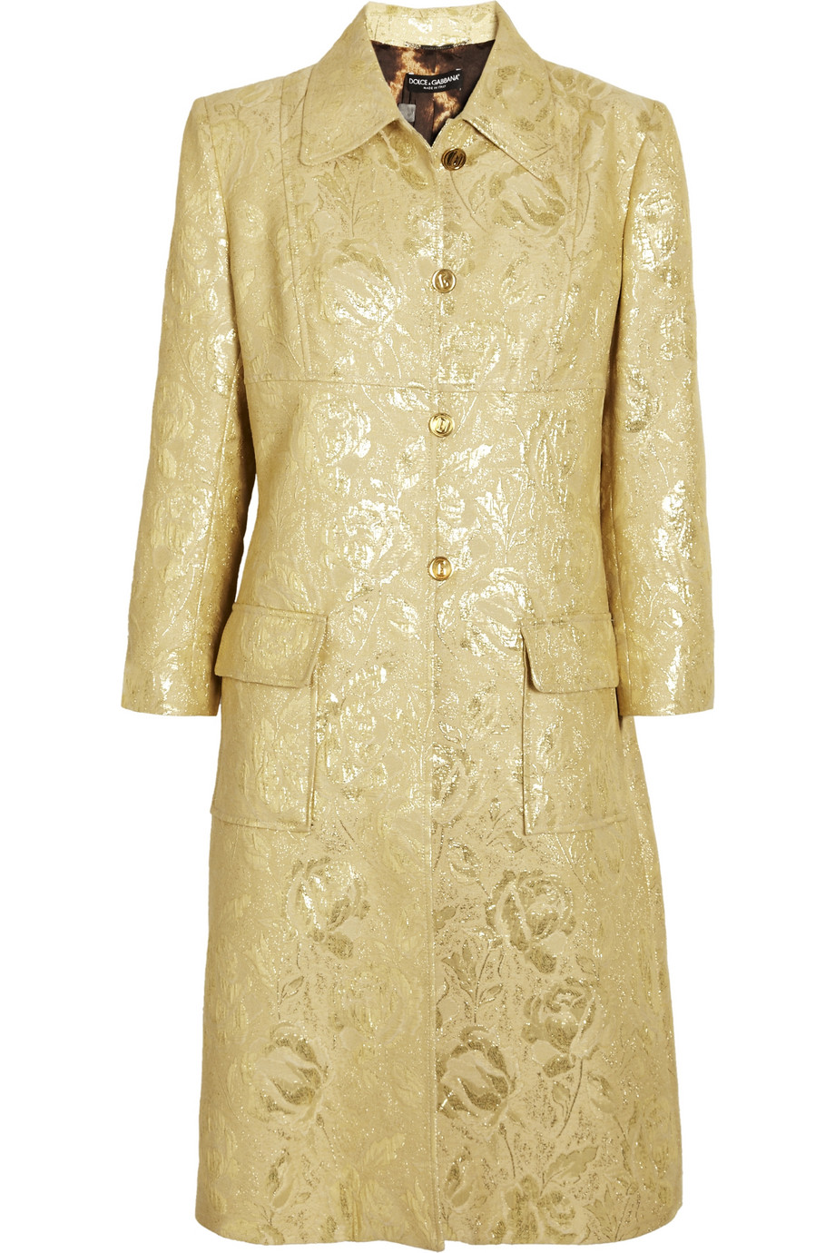 Dolce & Gabbana Metallic Brocade Coat in Gold | Lyst