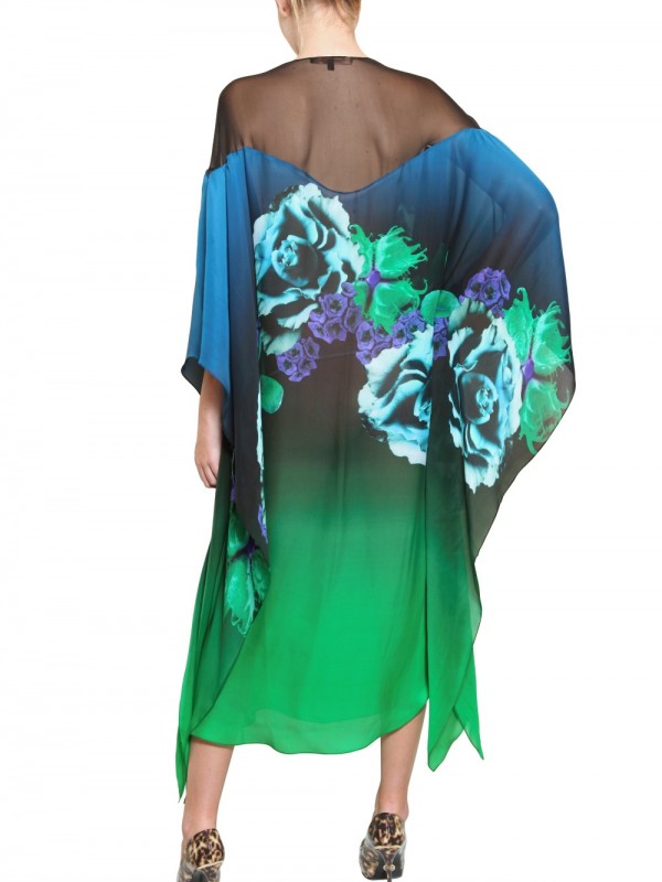 Lyst Roberto Cavalli Printed Silk Chiffon Kaftan Dress 