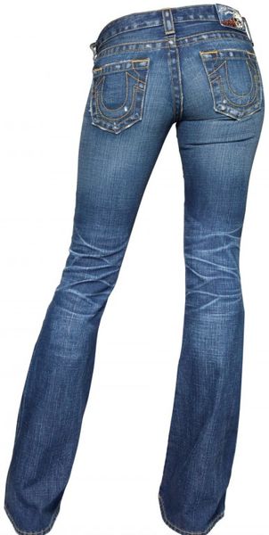 True Religion Destroyed Denim Flared Carrie Jeans in Blue | Lyst