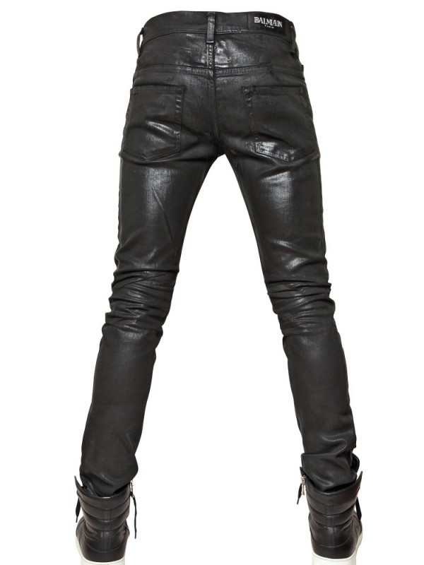 Lyst - Balmain 17cm Waxed Denim Jeans in Black for Men