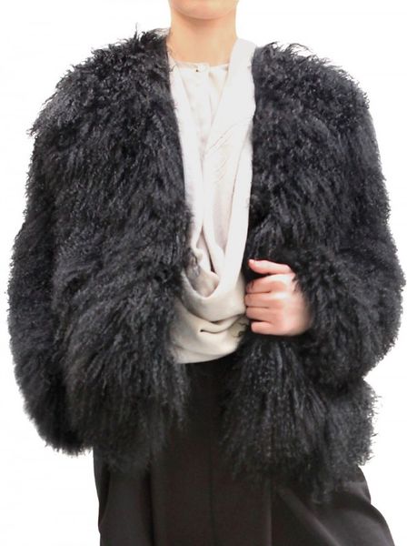 Damir Doma Mongolian Fur Coat in Black | Lyst