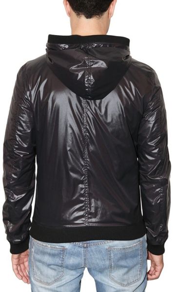 Dolce & Gabbana Shiny Nylon Hooded Sport Jacket in Black for Men | Lyst