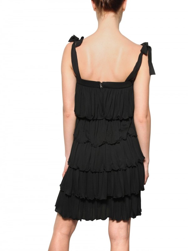 Lyst - Dolce & gabbana Tiered Modal Jersey Dress in Black