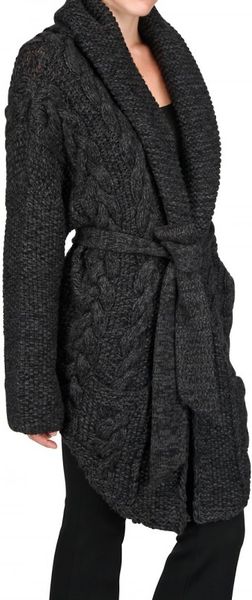 Jean-pierre Braganza Merino Wool Heavy Knit Cardigan Coat in Gray ...