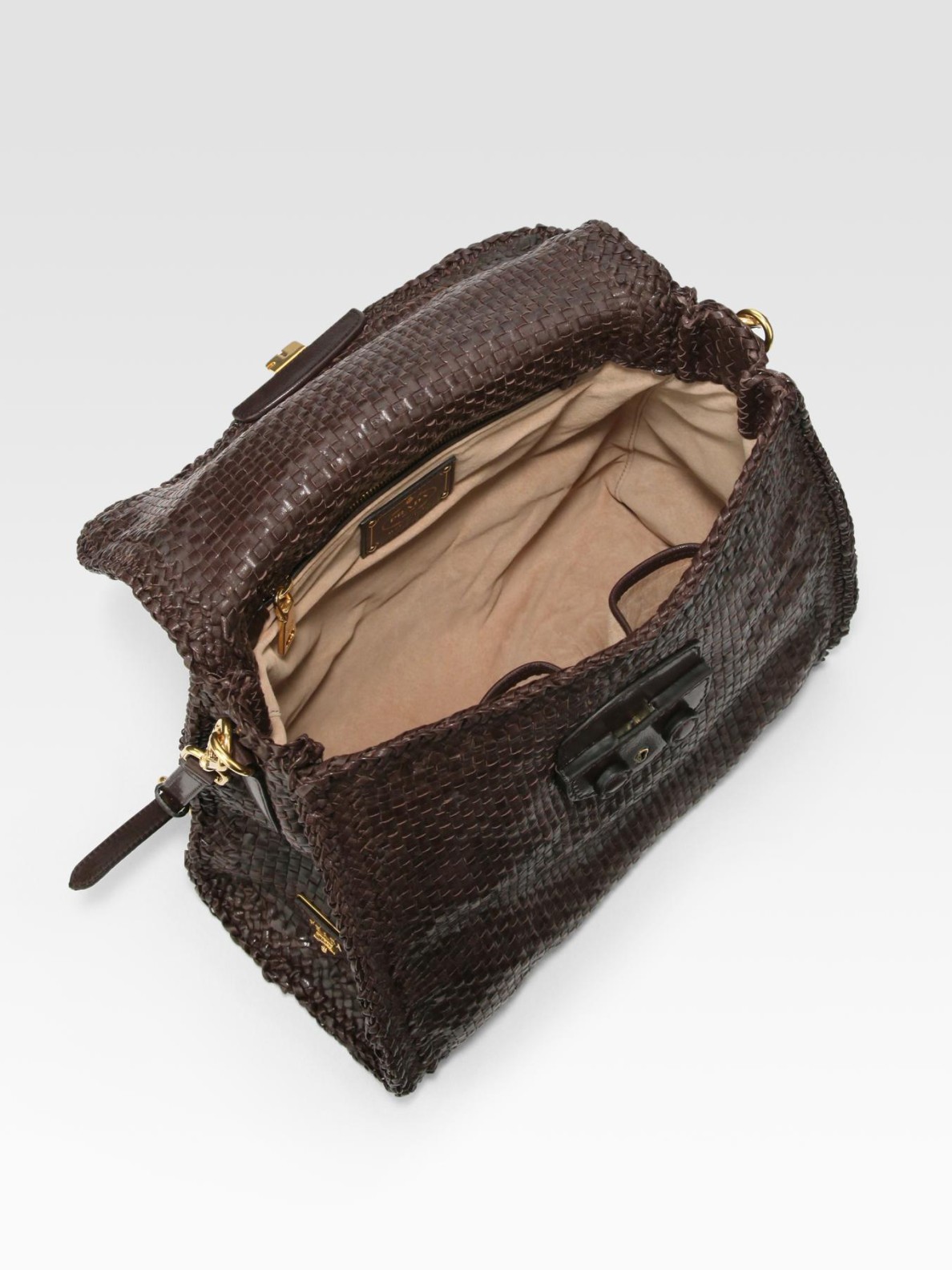 pink leather prada - Prada Madras Top Handle Flap Tote Bag in Brown (darkbrown) | Lyst