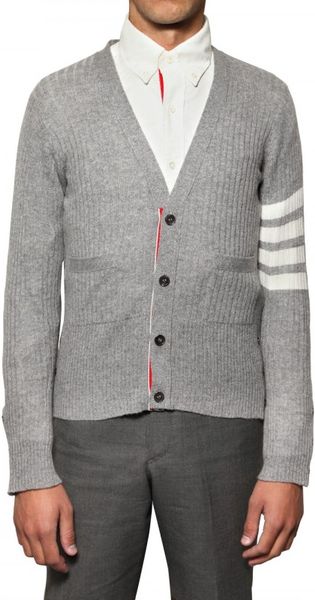 Thom Browne Cashmere & Cotton Ribbed Knit Sweater in Gray for Men (grey ...