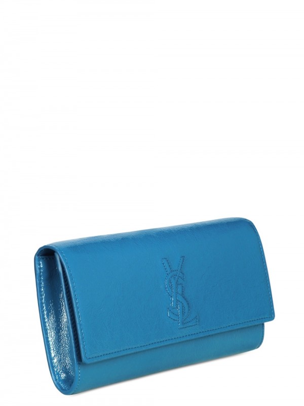ysl turquoise patent leather clutch  