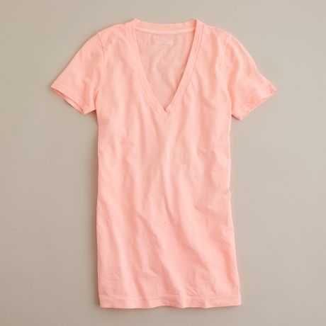 J.crew Vintage Cotton V-neck Tee in Pink (neon peach) | Lyst