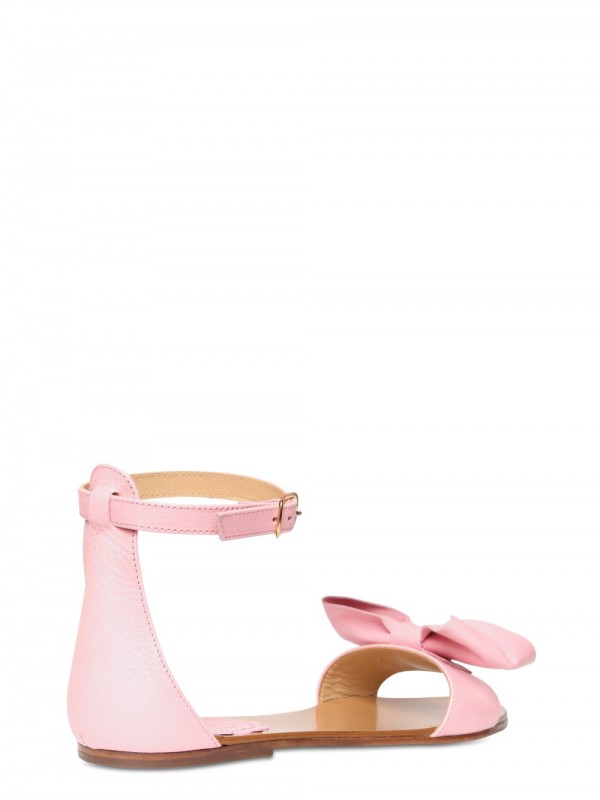 Lyst - Red Valentino Leather Bow Ankle Strap Flats in Pink