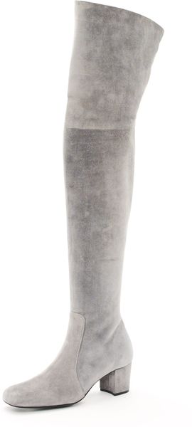 Michael Kors Over-the-knee Suede Boot in Gray | Lyst