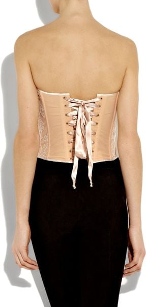 Rosamosario Lace Corset In Beige Nude Lyst