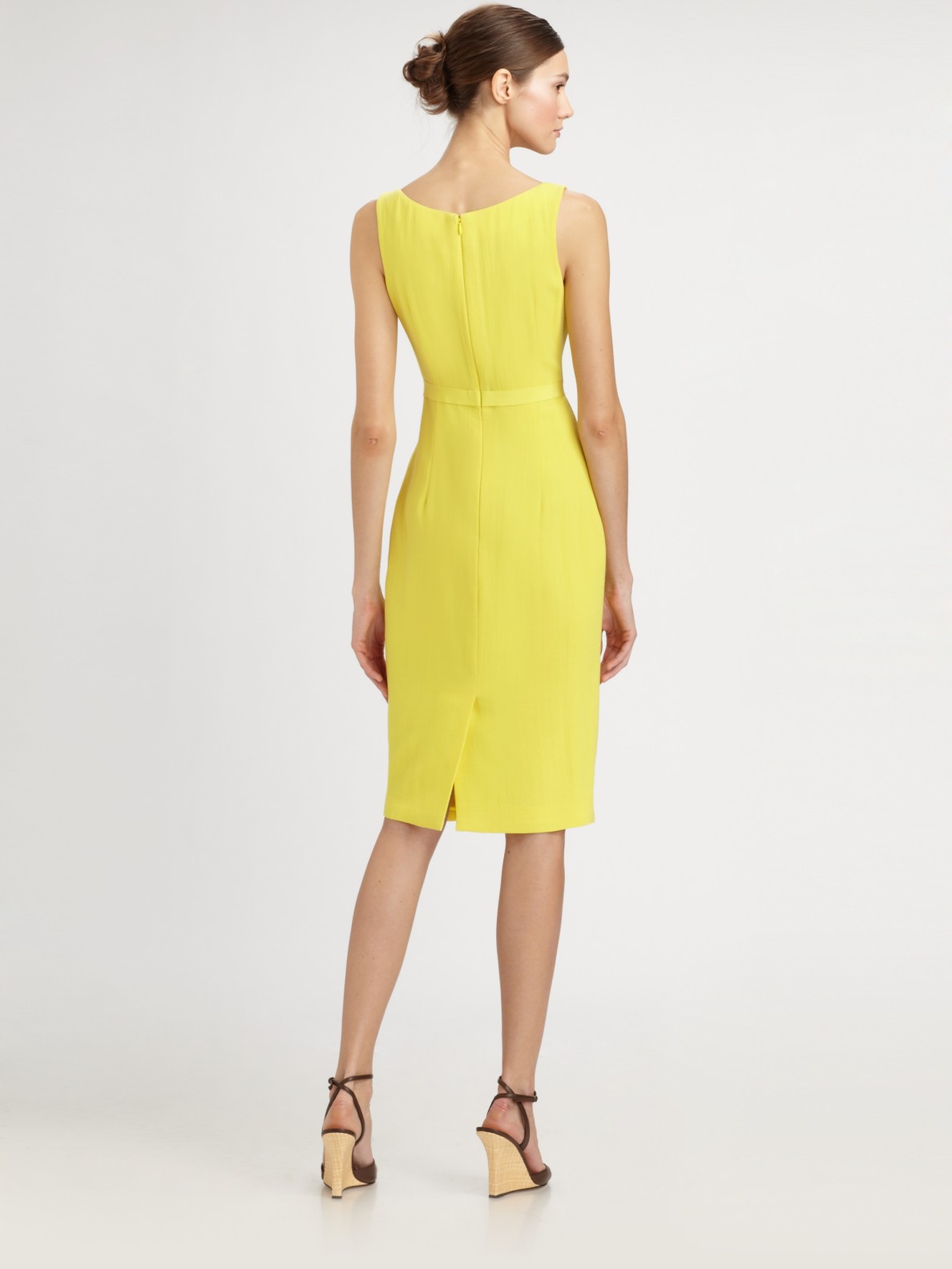 Lyst - Carolina Herrera Ruffled Crepe Dress in Yellow