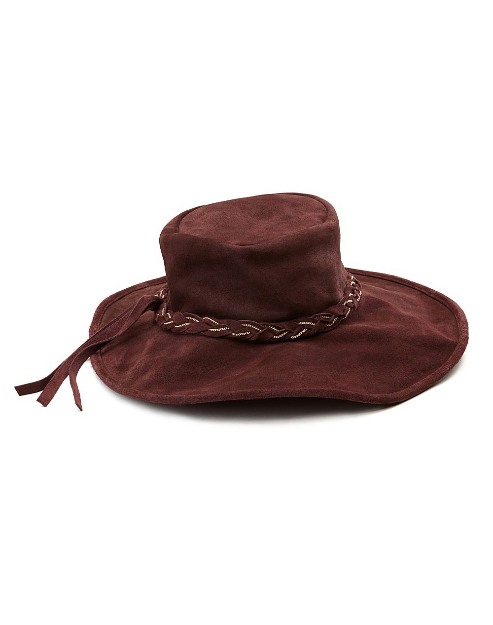 Lucky Brand Braided Suede Floppy Hat in Red (raspberry) | Lyst