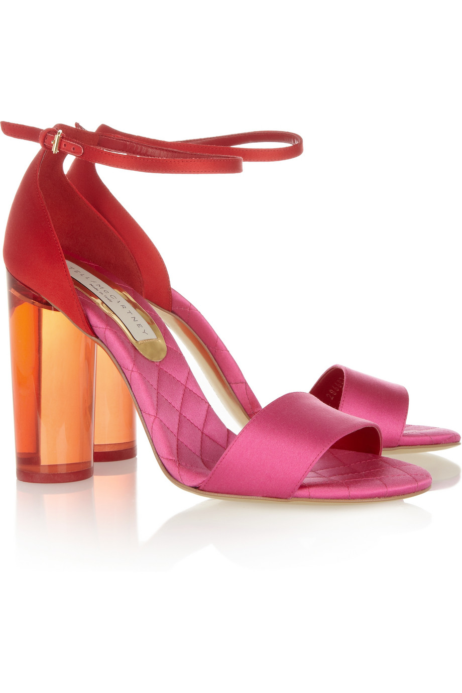Stella mccartney Perspex-heeled Two-tone Satin Sandals in Pink | Lyst