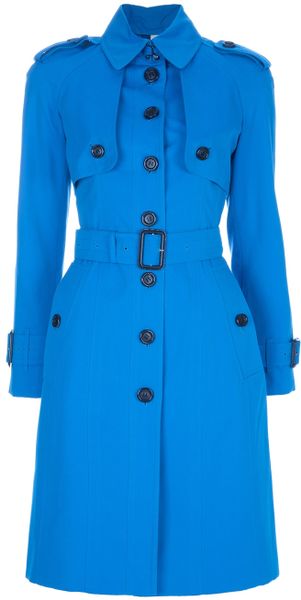 Burberry Trench Coat in Blue | Lyst
