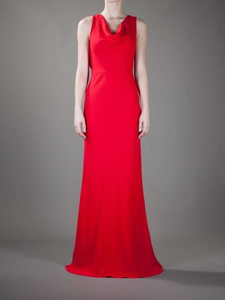 Valentino Long Sleeveless Dress in Red (tomato) | Lyst