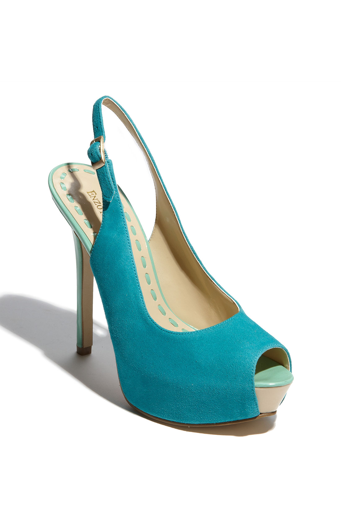 Enzo Angiolini Tolten Slingback Pump in Blue (teal suede) | Lyst