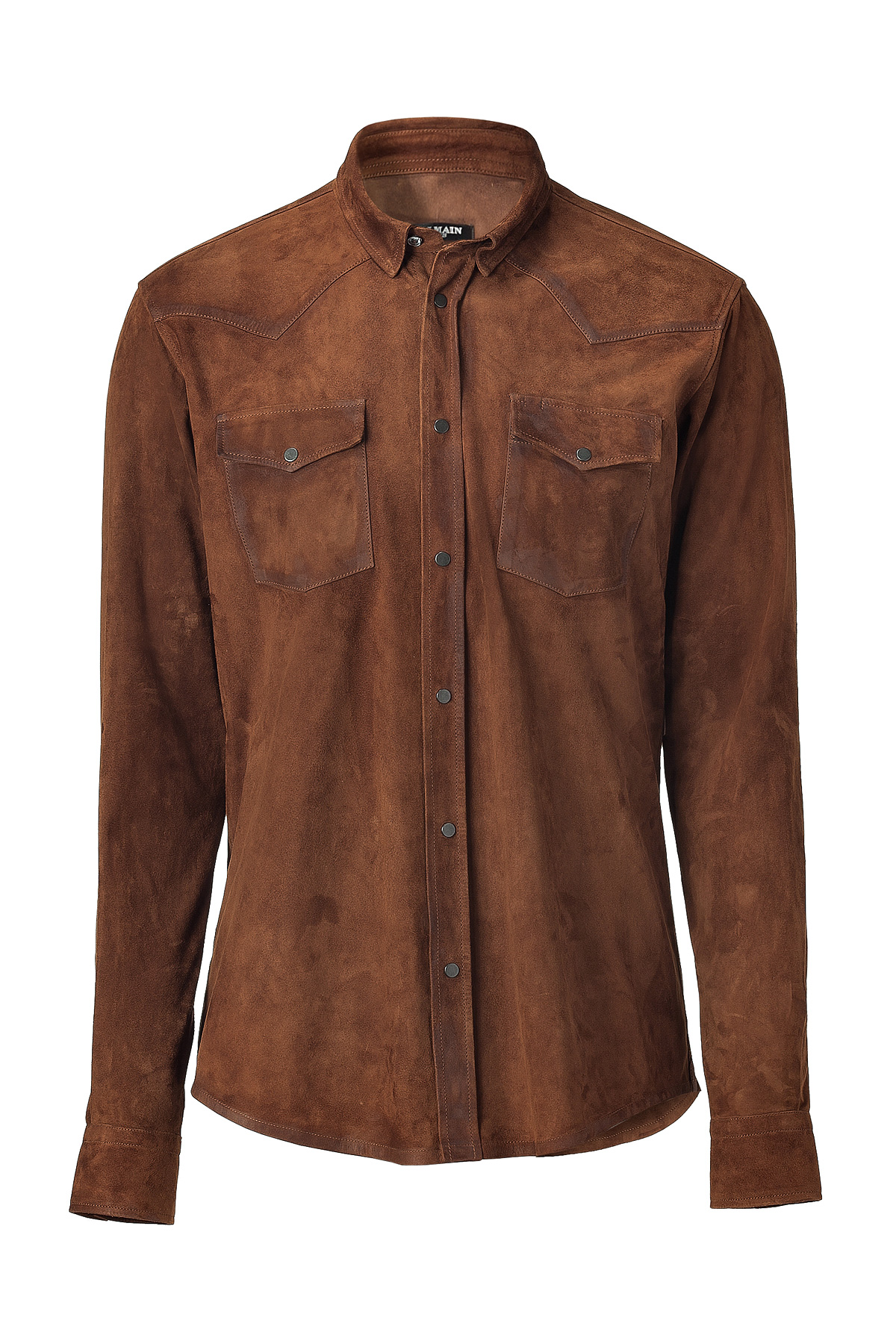 Lyst - Balmain Brown Suede Cowboy Shirt in Brown for Men
