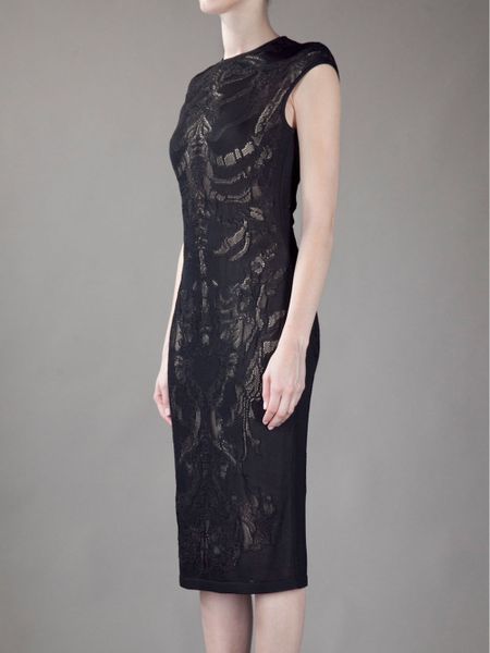 Alexander Mcqueen Lace Pencil Dress in Black | Lyst