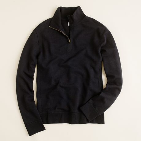 J.crew Lightweight Vintage Fleece Half Zip Pullover in Black for Men | Lyst