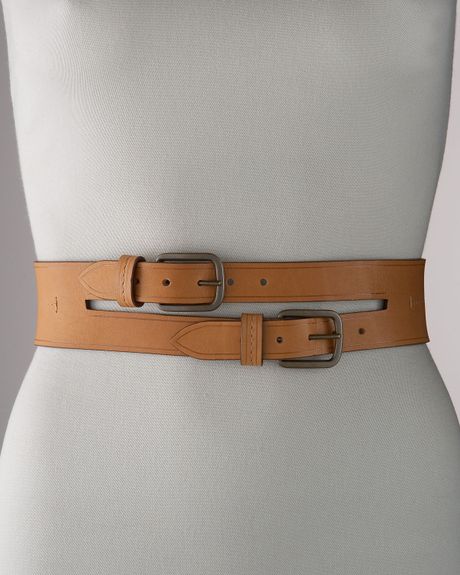 Lanvin Leather Double-buckle Belt, Wide in Brown (medium 75-80cm) | Lyst