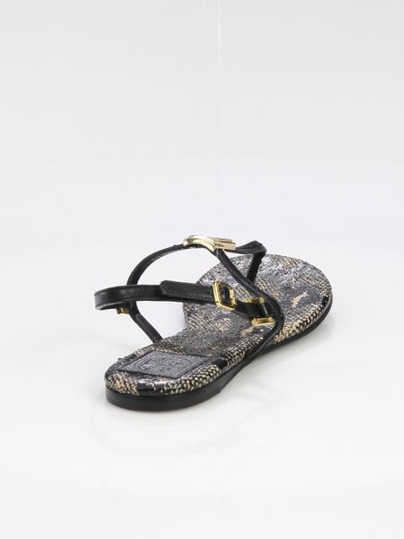 Tory Burch Pauline Snakeprint Leather Thong Sandals in Black | Lyst