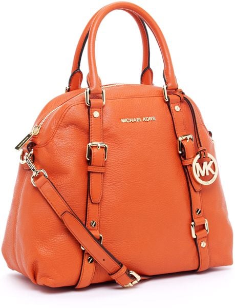 Michael Kors Bedford Large Bowling Satchel in Orange | Lyst