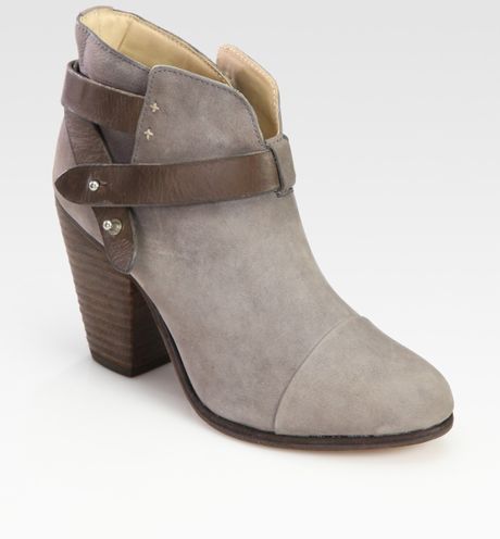 Rag & Bone Harrow Twotone Nubuck Leather Ankle Boots in Gray (grey) | Lyst