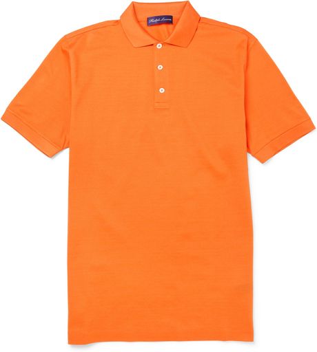 Ralph Lauren Purple Label Cotton Piqué Polo Shirt in Orange for Men | Lyst