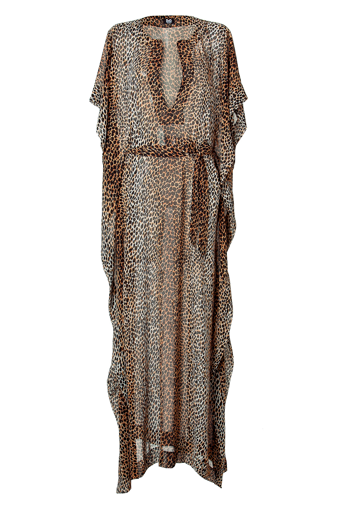 D&g Leopard Printed Belted Kaftan-dress in Animal (leopard) | Lyst