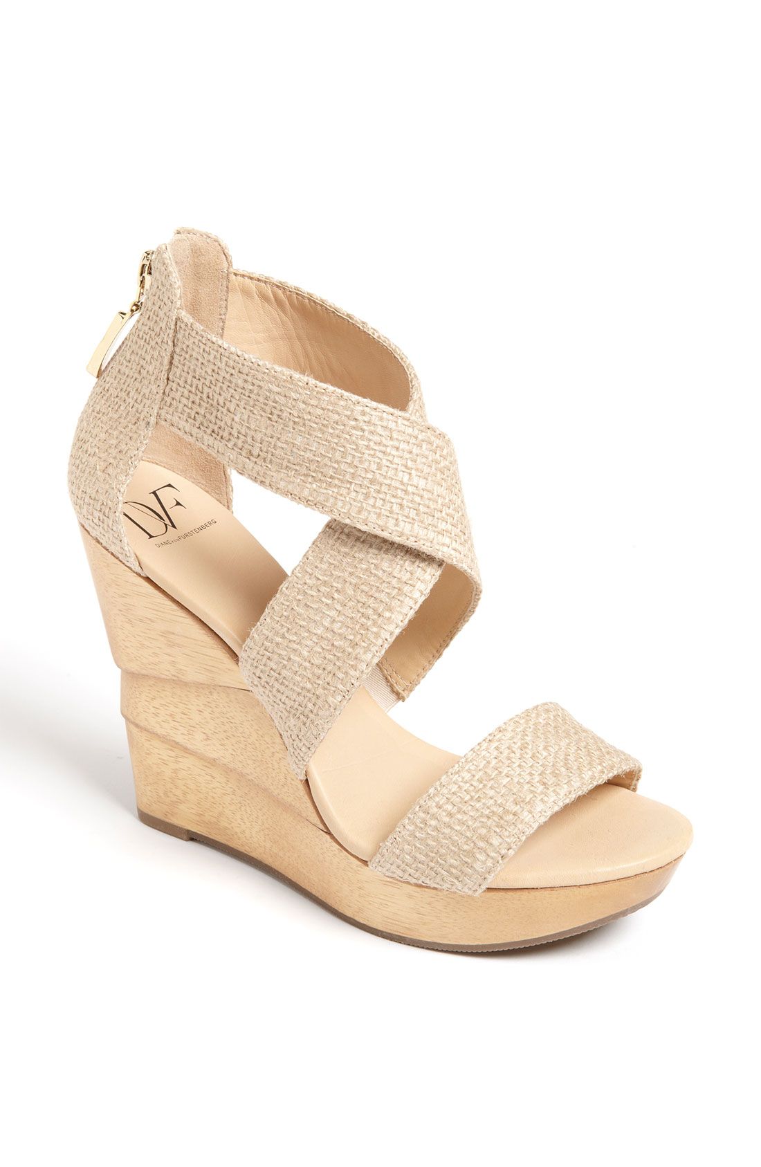 Diane Von Furstenberg Opal Wedge Sandal in Beige (florida sand burlap ...