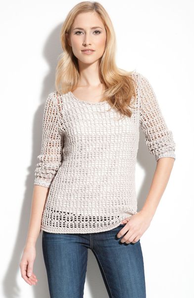 Nic + Zoe Crochet Sweater with Ribbon Ties in Purple (light french ...