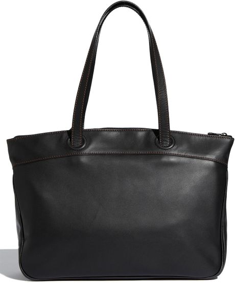 Longchamp Leather Shoulder Bag in Black | Lyst