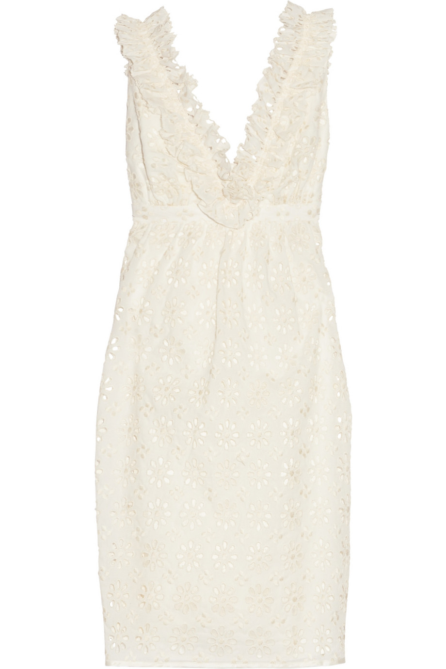 Thread Social Ruffled Broderie Anglaise Cotton Dress in Beige (white ...