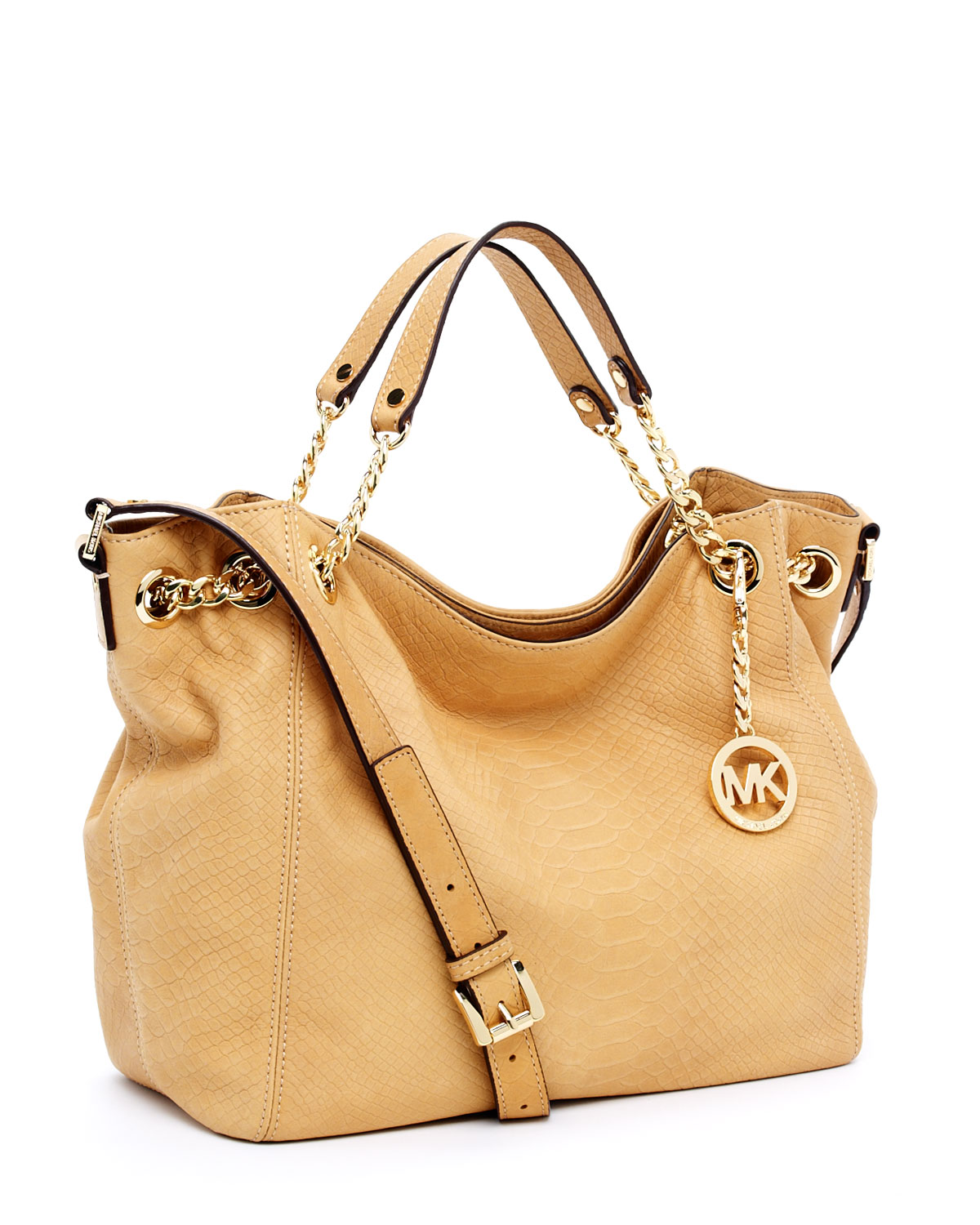 Lyst Michael Kors Jet Set Chain Medium Gather Shoulder Tote Tan Gallery