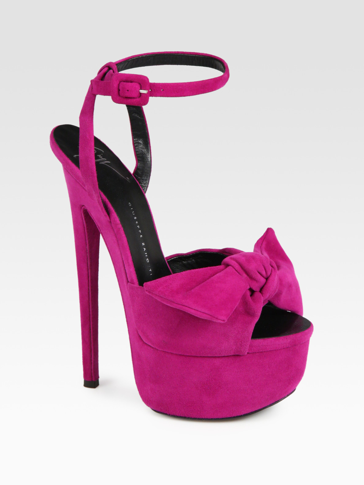 Lyst - Giuseppe zanotti Suede Bow Platform Sandals in Purple